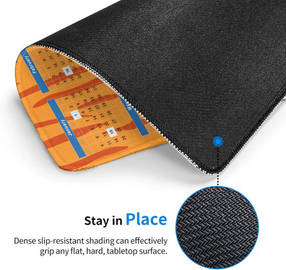 2026 Calendar Mouse Pad Tiger Texture, Calendar with Holidays Mouse Pads, Non-Slip Rubber Base Mousepad for Office Desk Computers Laptop