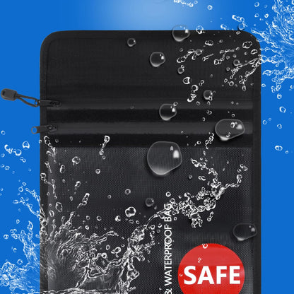 Fireproof Document Bag (2000℉) Upgraded 2 Pockets, GEMEK 15”x 11” Fireproof and Waterproof Money Bag Fireproof Safe Storage for Money, Documents, Jewelry and Passport (Black - 2 Zipper)