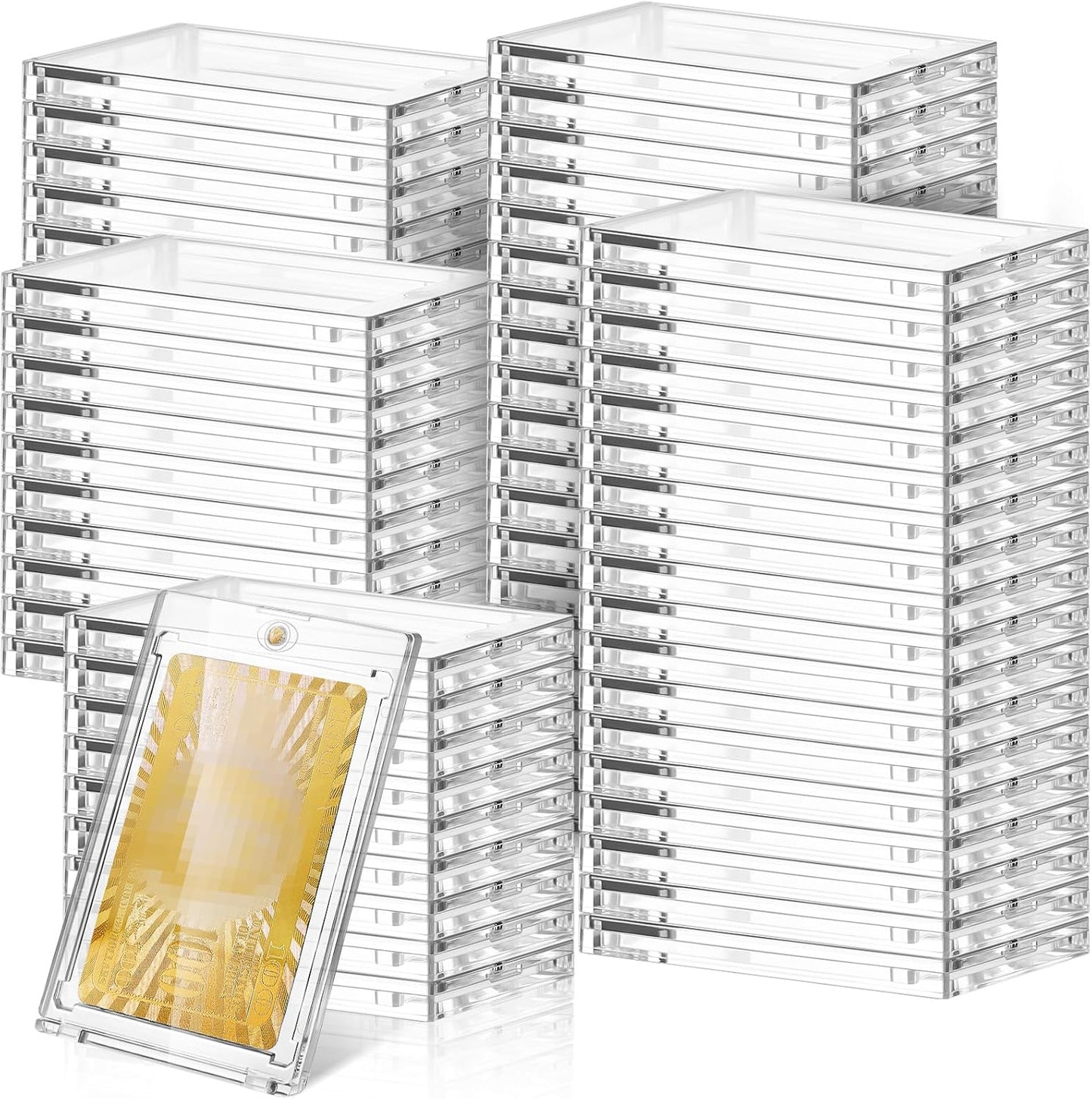 SATINIOR 100 Pcs 100 Pt Magnetic Card Holder, Holder Case Clear Protectors for Thick Baseball Football Hockey Cards