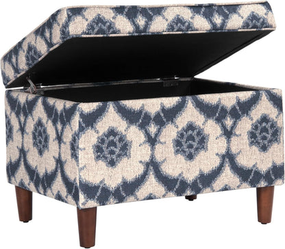 Home Decor | Dinah Collection Modern Storage Ottoman | Ottoman with Storage for Living Room & Bedroom(Blue Medallion Print)