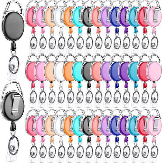 Honoson Heavy Duty Retractable Badge Reels Batch ID Badge Holder Retractable Clip Bulk Key Holder with Ring for Office Worker Employee, Doctor Nurse Gifts