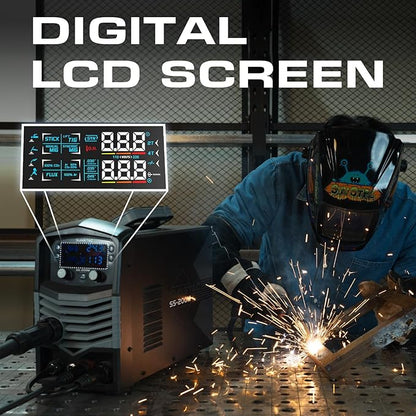 MIG Welder, 200A 110V/220V MIG/Flux Core/Spool Gun/Lift TIG/Stick 5 in 1 Aluminum MIG Welding Machine, IGBT Inverter Synergic Control, Digital Screen Display, Over Loading Protection
