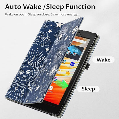 VORI Case for All-New Amazon Kindle Fire HD 10 Tablet (13th/11th Generation 2023/2021 Release) and Fire HD 10 Plus 10.1", Slim Folding Stand Folio Cover with Auto Wake/Sleep & Hand Strap, Space Galaxy
