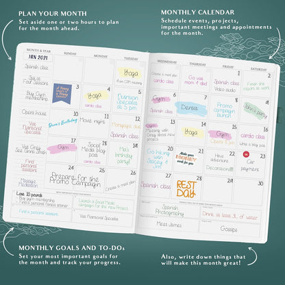 Legend Planner PRO Hourly Schedule - Weekly & Daily Organizer with Time Slots. Appointment Book Journal for Work & Personal, A4 (Viridian Green)