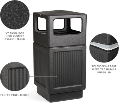 Safco Canmeleon Trash Can, 38 Gallons, Indoor and Outdoor Use, Durable & Weather-Resistant Commercial Garbage Can, Black