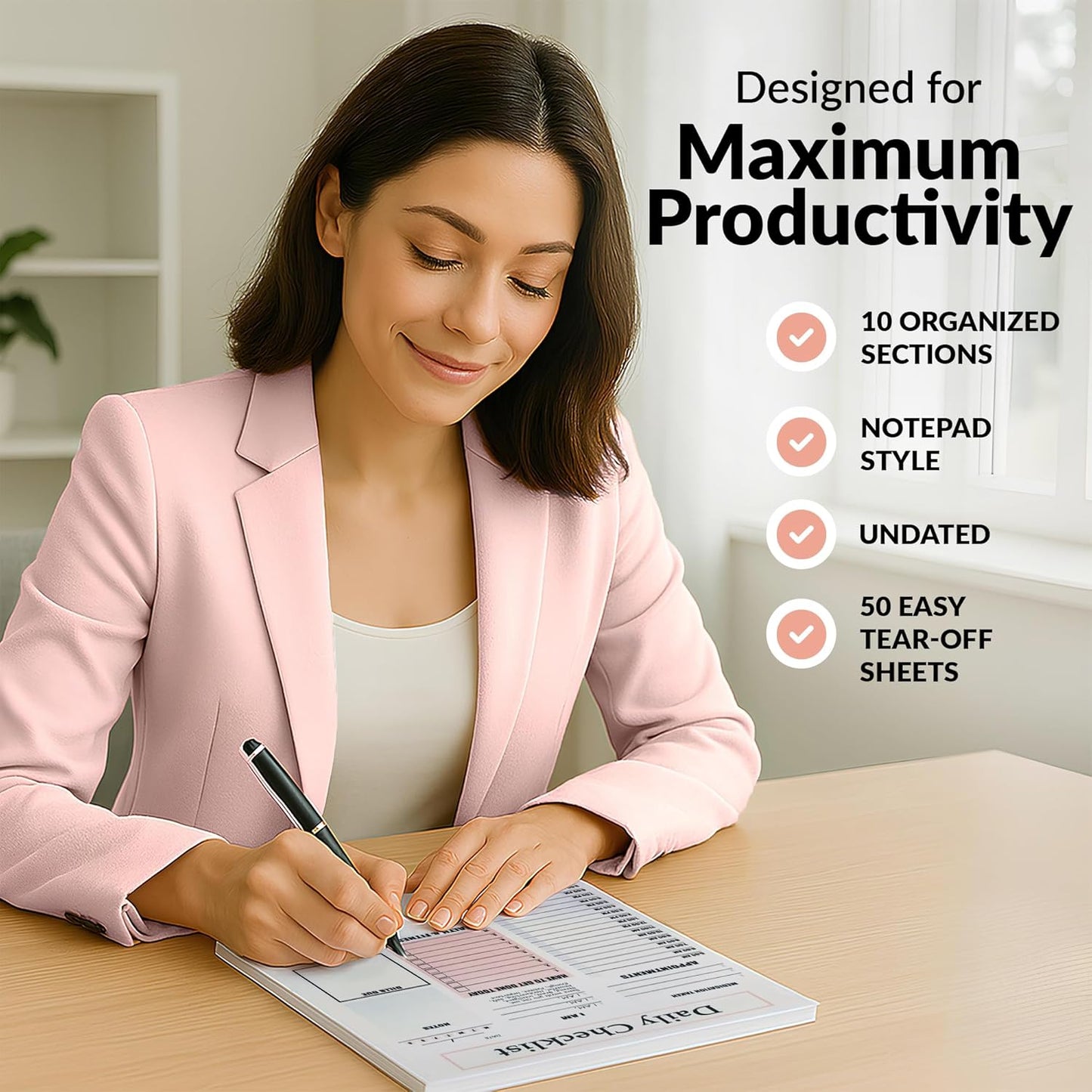 ADHD Planner for Adults & Women - 2025, 2026 Productivity Planner & Daily To Do List & Task Notepad, Neurodivergent Tools for Adults, Undated Full Focus Organization Pad with 50 Tear-Off Sheets, 8.5 x 11 Inch