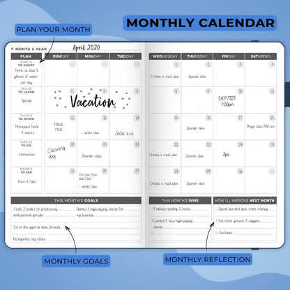 Clever Fox Planner – Undated Weekly & Monthly Planner for Productivity, Time Management & Goals – Organizer Journal – A5 (Mystic Blue)