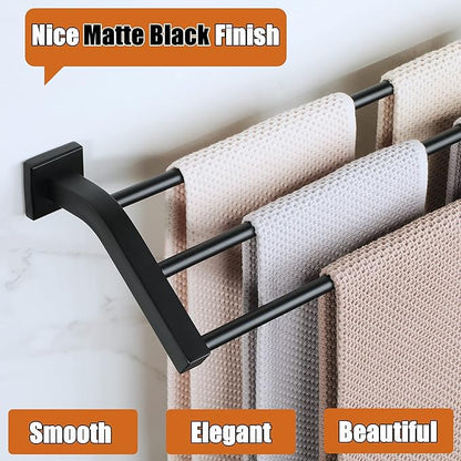 Alise Bath 3 Towel Bars,Towel Holder Towel Racks for Bathroom Wall Mount,Heavy Duty SUS304 Stainless Steel Towel Hanger Towel Rails,GK9603-B Matte Black,24-Inch