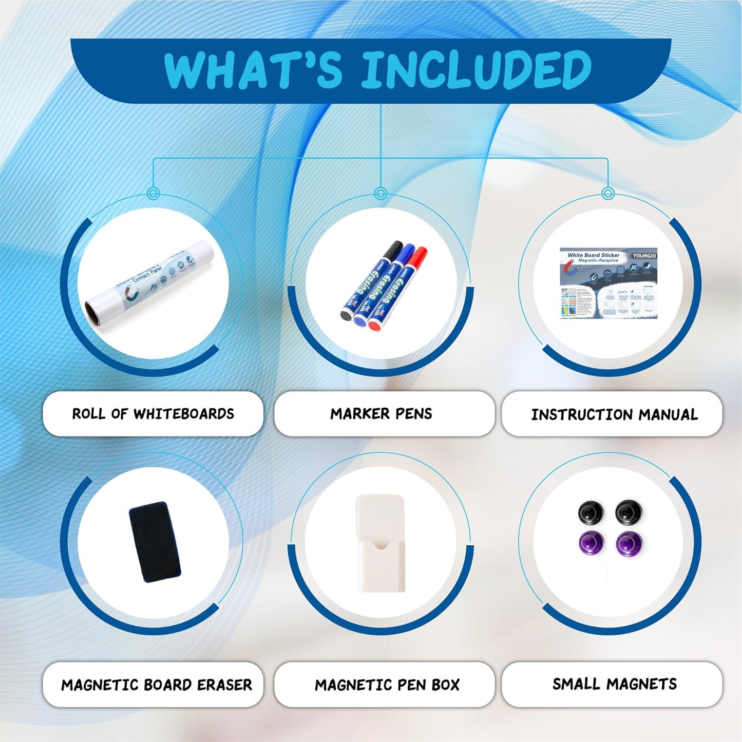 YOUNGJQ Large Magnetic Whiteboard Surface 100" x 48", Self-Adhesive & No Ghosting Dry Erase White Board Sheet for Wall, Peel and Stick Wallpaper for Conference Room Playroom Office