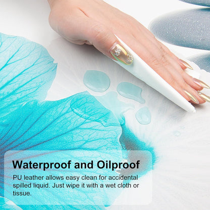 QIYI Desk Pad, Non-Slip PU Leather Desk Blotter Protector, Kids Floral Print Waterproof Computer Desk Mat, Thick Home & Office Large Keyboard Mouse Pad 31.5" x 15.7" - Pebbles & Blue White Flowers