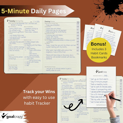 Undated Planner – 90 Day Guided Journal & Productivity Organizer, A5 Daily & Weekly Planner 2025 2026 with Goal Setting, Habit Tracker, To Do List, Academic & Work Calendar, Leather Hardcover - Brown