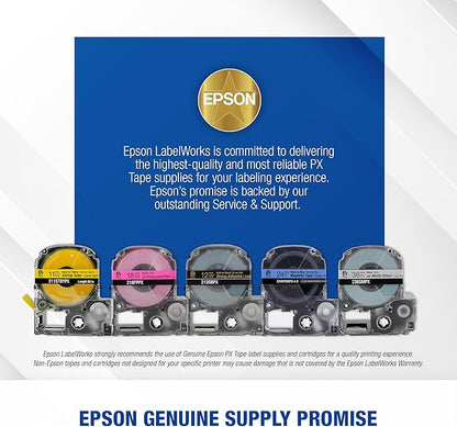 Epson LABELWORKS 218VTBYPX Genuine Tape Cartridge - Black on Yellow Flexible and Durable Vinyl Industrial Label Maker Tape - 3/4" (18MM) Wide, 22.9 ft