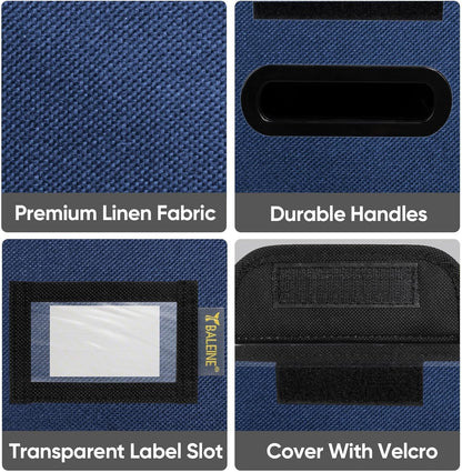 BALEINE File Organizer Box with Lid, Collapsible File Folder Organizer with Plastic Slide, Hanging File Folder Box for Office Document Storage (1 Pack, Blue, S)