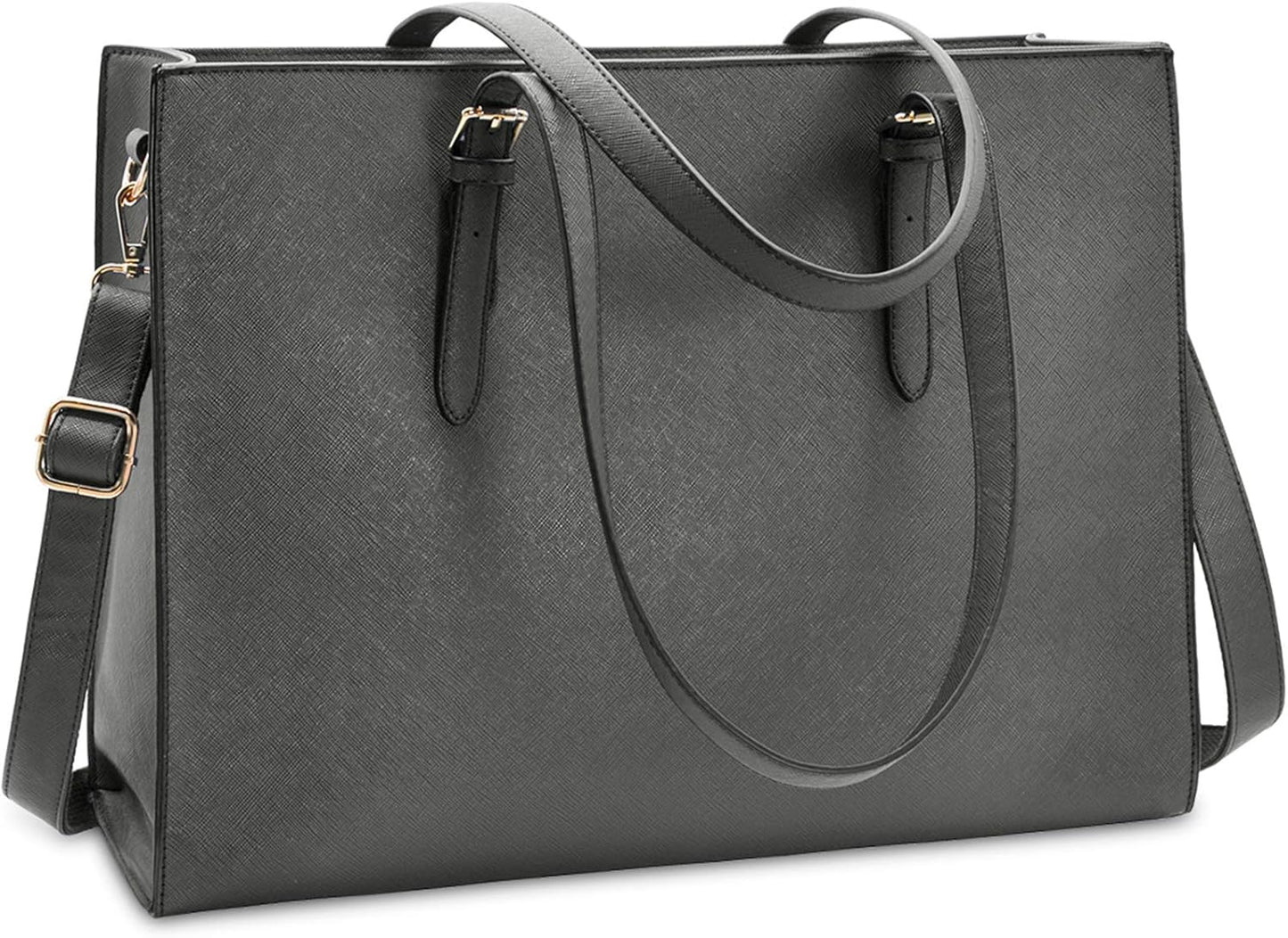 Laptop Bag for Women Waterproof Lightweight Leather 15.6 Inch Computer Tote Bag Business Office Briefcase Large Capacity Handbag Shoulder Bag Professional Office Work Bag 15.6 Inch Grey