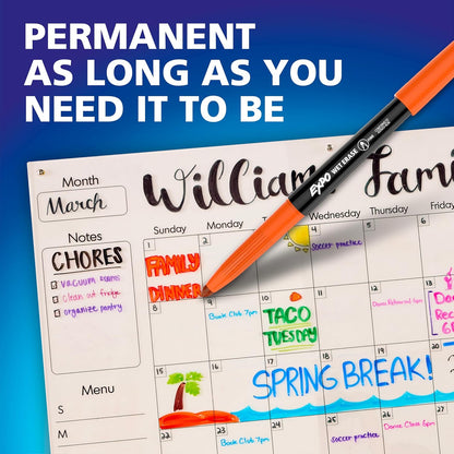 EXPO Wet Erase Markers, Semi-Permanent Markers, Black, Fine Tip, 12 Count