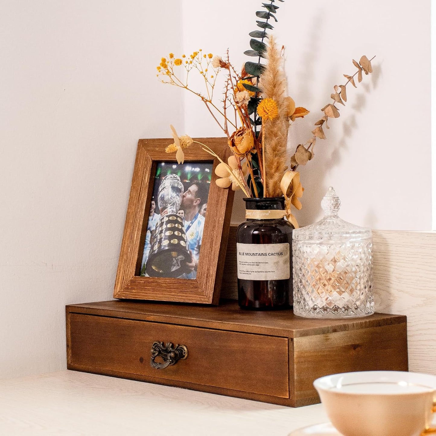 BONNY DODO Wooden Drawers Organizer Soild Desktop Drawer Storage Box Organizer With Drawers, Office Organization for Countertop Table To Store Mail, Phone, Suppliers, Glasses (Wood)