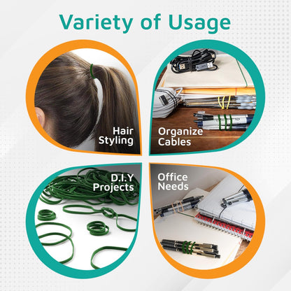 PlasticMill Dark Green Rubber Bands Size 33 (3 1/2" x 1/8") - #33 Colored Rubber Bands Office Supplies - Strong, Elastic Bands for Crafts, Balloon Garland, Cash, File Folders (100-Pack)