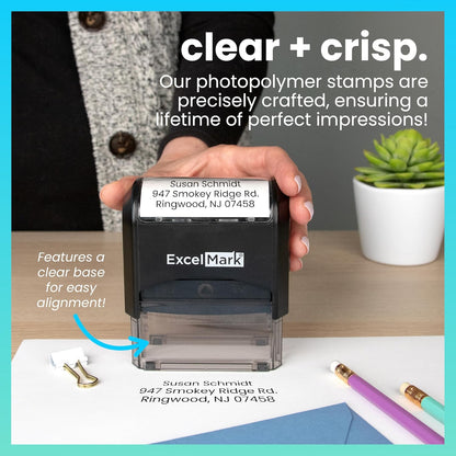 ExcelMark Custom Stamp – Clear & Crisp Impressions – Personalized Self-Inking Rubber Stamp – Use for Address Stamp and More (Extra Large)