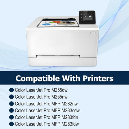 OFFICE-COLOR Compatible for HP 206A Toner Cartridges 4 Pack Works with HP Color Laserjet Pro MFP M283fdw,MFP M283cdw,M255dw,M255nw,M255,M282nw,M282,M283 Printers