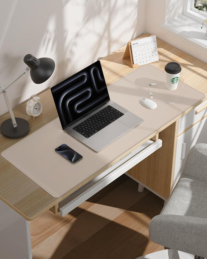 AFIING Leather Desk Pad Protector, Office Mat, Large Mouse Pad, Non-Slip PU Leather Blotter, Waterproof Writing Pad for Office and Home (Beige)
