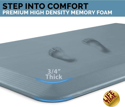 ComfiLife Anti Fatigue Floor Mat – 3/4 Inch Thick Perfect Kitchen Mat, Standing Desk Mat – Comfort at Home, Office, Garage – Durable – Stain Resistant – Non-Slip Bottom (20" x 39", Denim)