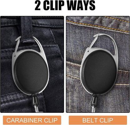 50 Pack Retractable Badge Holders with Key Ring and Belt Clip, ID Badge Reels with 23.6 Inch Cord for Nurses Office Staff Teachers Students Events Name Tags & Keys