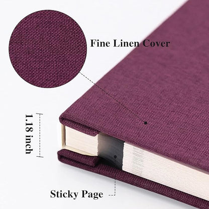 Vienrose Large Photo Album Self Adhesive for 4x6 8x10 10x12 Pictures Linen Scrapbook Album DIY 60 Blank Pages with A Metallic Pen