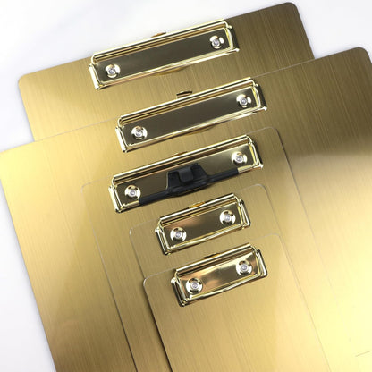 Stainless Steel Magnetic Clipboard with Pen - Multiple Sizes, Magnetic Design, Essential for Office and Home (Gold 4.3 x 6.5 Inches)