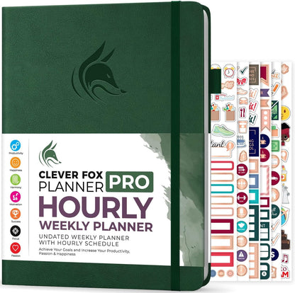 Clever Fox Planner PRO Schedule – Undated Weekly & Monthly Life Planner with Time Slots, Appointment Book & Daily Organizer, A4 (Forest Green)