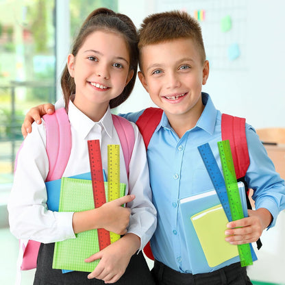 64 Pack Plastic Ruler 12 Inch in Bulk, Plastic Rulers in Assorted Colors, Clear Ruler with Inches and Centimeters, Transparent Rulers Bulk for Kids Back to School, Classroom, Office, Home Supplies