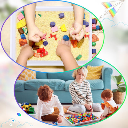 Maitys 15 Pcs Flat Plastic Trays 16.1 x 11.8'' Sensory Storage Tray Paper Stackable Classroom Bins for Office Home Organizer Arts and Crafts Supplies(White)