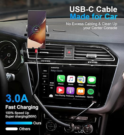 USB C Cable [3FT+6FT], 2Pack USB A to USB C 3A Fast Charging, Coiled Type C Charger Cord for Car USB-C Cable Compatible with iPhone 17/16/15/Plus/Pro/Samsung Galaxy A10e A20 A50 S20 Plus S10E-Red