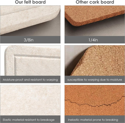 Bulletin Board, 35 x 17 1/2 Inches Felt Pin Board - Decorative Cork Alternative for Wall, Foldable Picture Self-Adhesive Vision Prayer Board With 20 Pushpins - Oatmeal