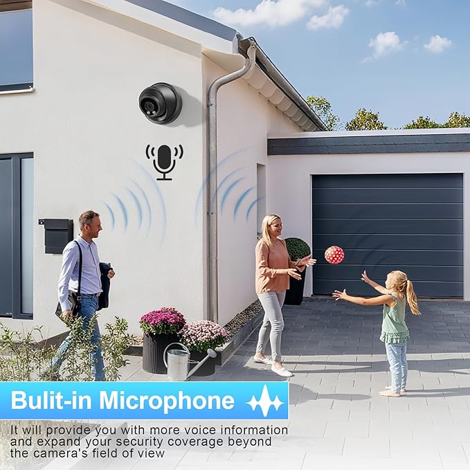 8MP Dome AI PoE Camera, IP Security Surveillance Camera Outdoor Indoor, Waterproof IP67, Built-in Mic, 2.8mm Wide Angle 110°, Face Detection, Human/Vehicle Detection, IND8BR97A-B (Black)