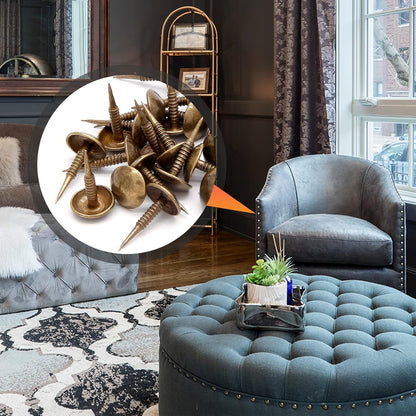 Piutouyar Bronze Upholstery Tacks, Decorative Tack, Furniture Tacks Pins 8mm x 15mm / 0.31 Inch x 0.6 Inch, Upholstery Nails for Sofa, Door, Jewelry Box(100Pcs)