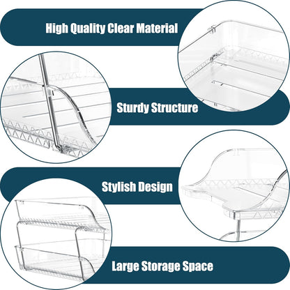 Simple Houseware 2-Tier Clear Stackable Letter Tray Organizer – Desktop File Holder for A4/Letter Size Paper, Document Sorter, Office Desk Paper Organizer, Transparent File Storage