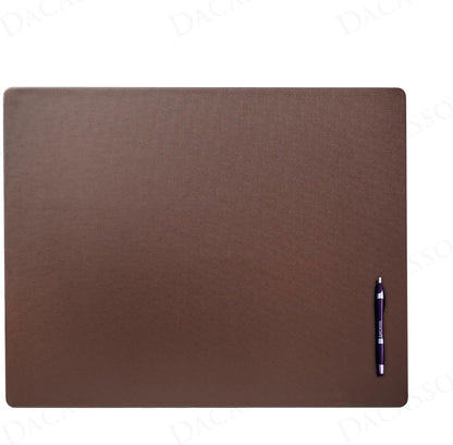 Dacasso 24" x 19" Chocolate Brown Leatherette Luxury Desk Mat Blotter w/Out Side Rails for Writing - Executive Desk Surface Protector