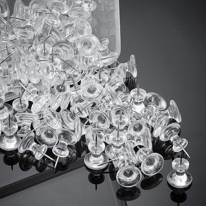 Outus 100 Pcs Giant Push Pins Large Thumb Tacks Plastic Heads 1 Inch Jumbo Push Pins for Cork Board Map Posters Office School(Clear)