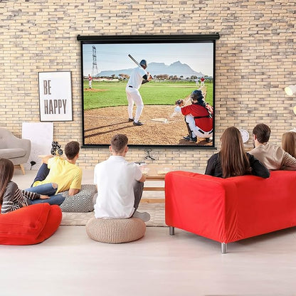 SUPER DEAL 72'' 4:3 HD Projection Screen Foldable Anti-Crease Portable Projector Movie Screen Manual Pull Down for Home Theater Presentation Education Outdoor Indoor Public Display, Black