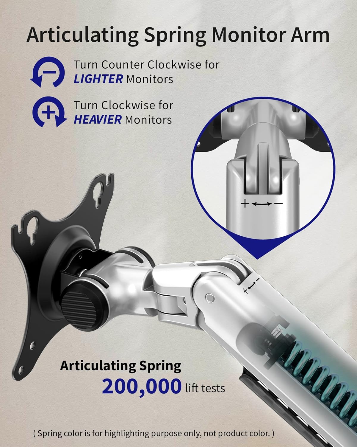 Single Monitor Arm Desk Mount, Holds Screens up to 40 Inches and 25 lbs, Fully Adjustable Vesa Monitor Mount with C-Clamp and Grommet Base, Aluminum, Silver