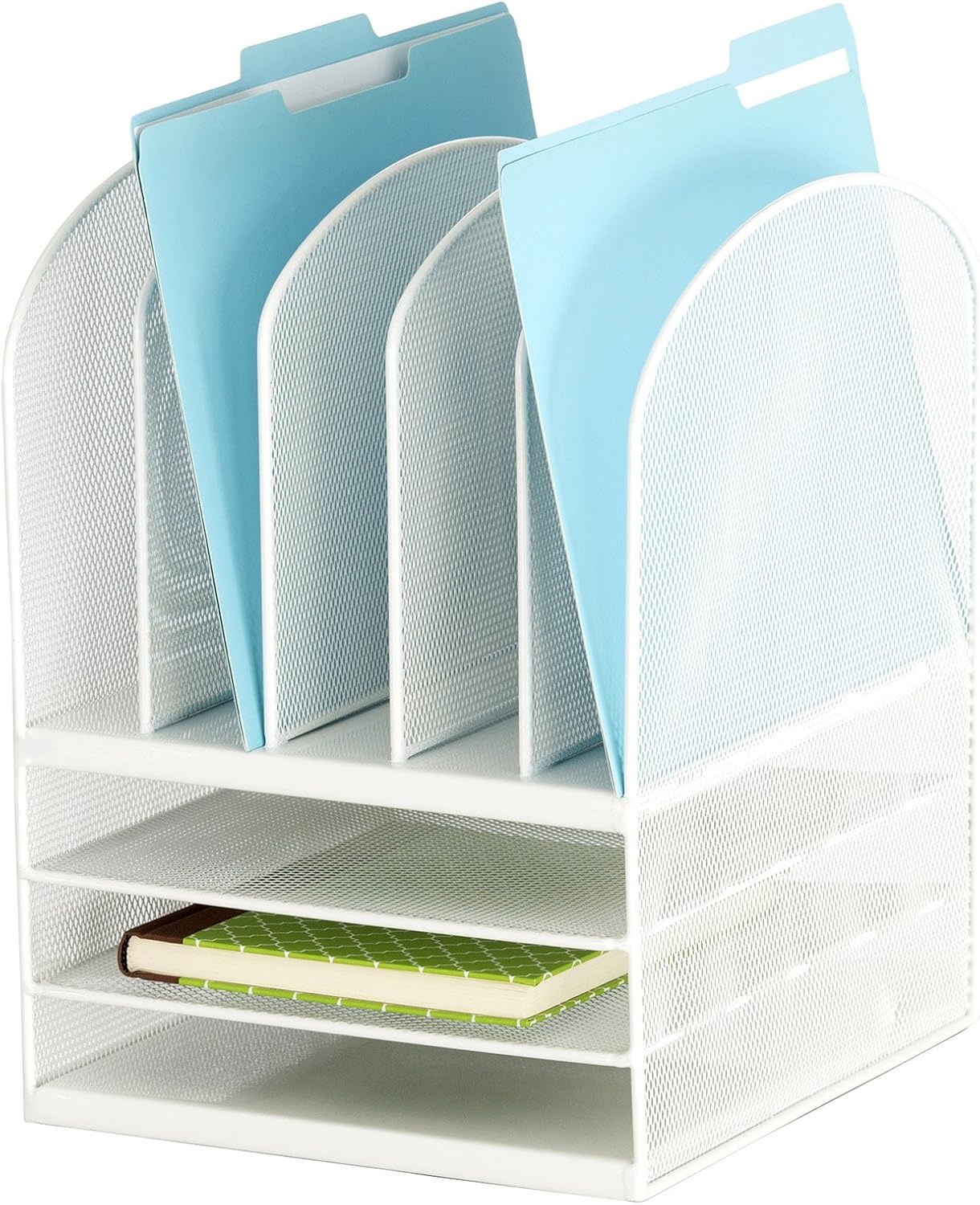 Safco Onyx Mesh 5 Sorter, 3 Tray Desktop Organizer – Steel Mesh Construction – Durable Powder Coated Finish – Ideal for Offices, Home & Classrooms