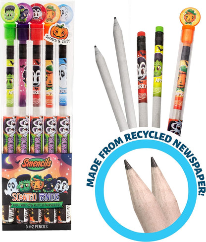 Halloween Smencils Cylinder - HB #2 Scented Smelly Pencils, 50 Count - Gifts for Kids, Party Favors, Classroom Rewards