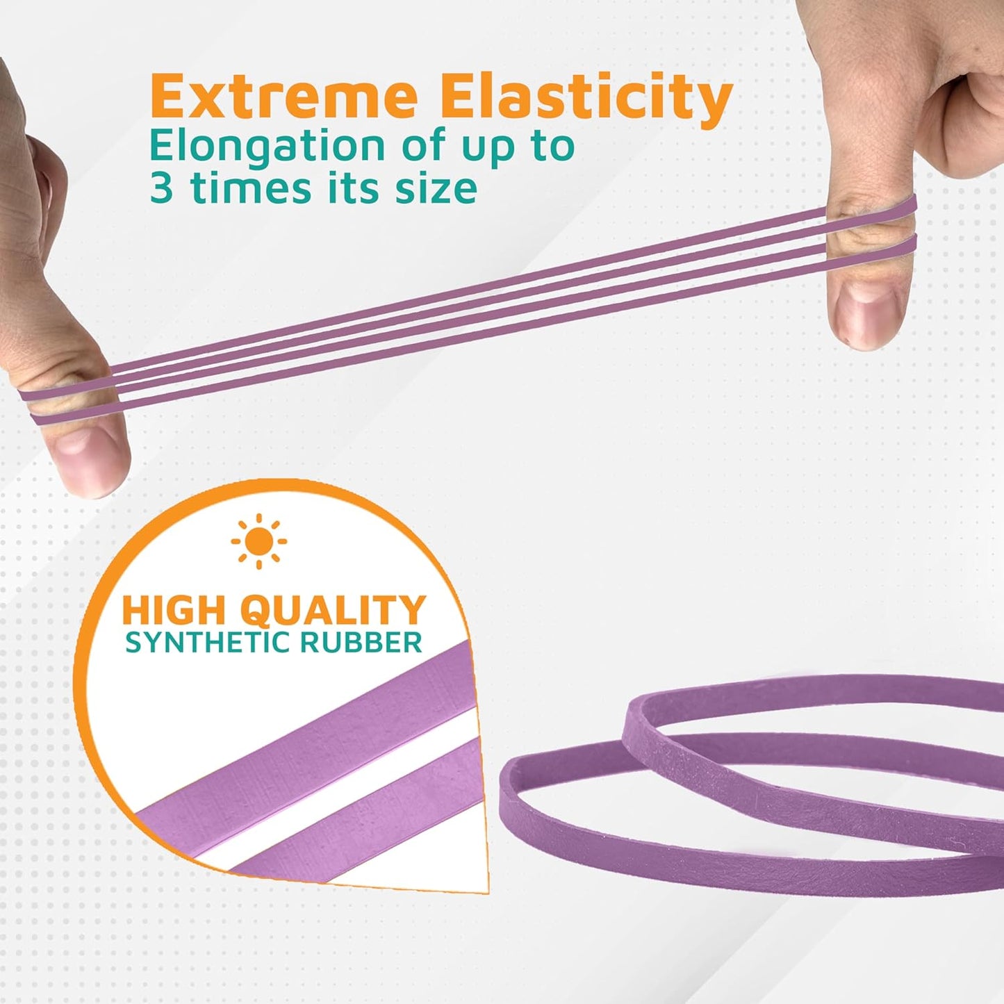 PlasticMill Argyle Purple Rubber Bands Size 33 (3 1/2" x 1/8") - #33 Colored Rubber Bands Office Supplies - Strong, Elastic Bands for Crafts, Balloon Garland, Cash, File Folders (100-Pack)