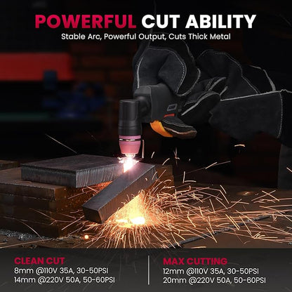 bestarc Plasma Cutter, [Pilot Arc][Large LED Display][Air Sensor] 50A bestarc Plasma Cutter Machine 110/220V Dual Voltage, 1/2 Inch Clean Cut 4/5 Inch Max Cut, Post Flow Mesh, 2T/4T for Beginners DIY