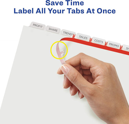 Avery Print & Apply Clear Label Dividers, Index Maker Easy Apply Printable Label Strip, 8 White Tabs, 50 Sets, Case Pack of 2 (11557)