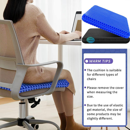 Gel Seat Cushion, 19x19inch Super Large Gel Cushion Pressure Pain Relief Seat Cushion for Long Sitting, Soft Breathable Gel Chair Pads for Home Office Wheelchair Car Seat (Blue)