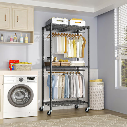 Heavy-Duty Portable Closet, 30"W x 14"D x 76"H, Black, Carbon Steel