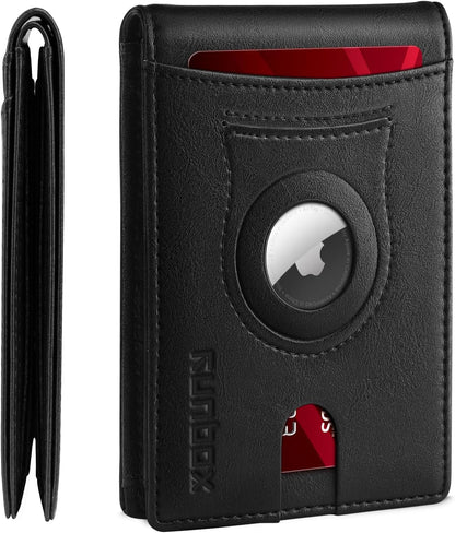 RUNBOX AirTag-Wallet-Mens-Slim-RFID Blocking Wallets Leather with Bill Compartment Air Tag Bifold Card Holder Wallet Gifts for Men Dad