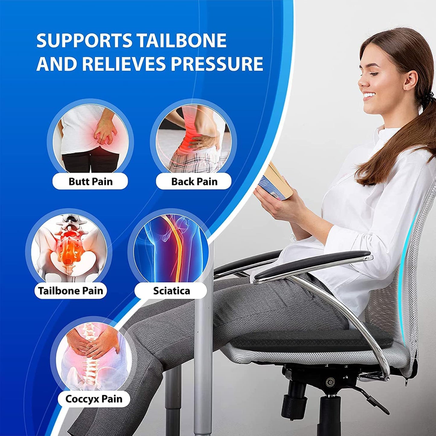 Gel Seat Cushion, Double Thick Egg Gel Cushion for Pressure Pain Relief, Breathable Wheelchair Cushion Chair Pads for Car Seat Office Chair (16x14x1.65inch)