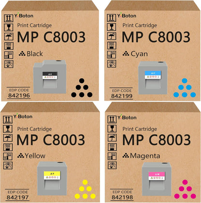 High Yield MPC8003 IMC8000 Toner Cartridge 842196 842197 842198 842199 Toner Compatible for Ricoh Lanier Savin MP C6503 MP C8003 IM C6500 IM C8000 Printer (Black Cyan Magenta Yellow)